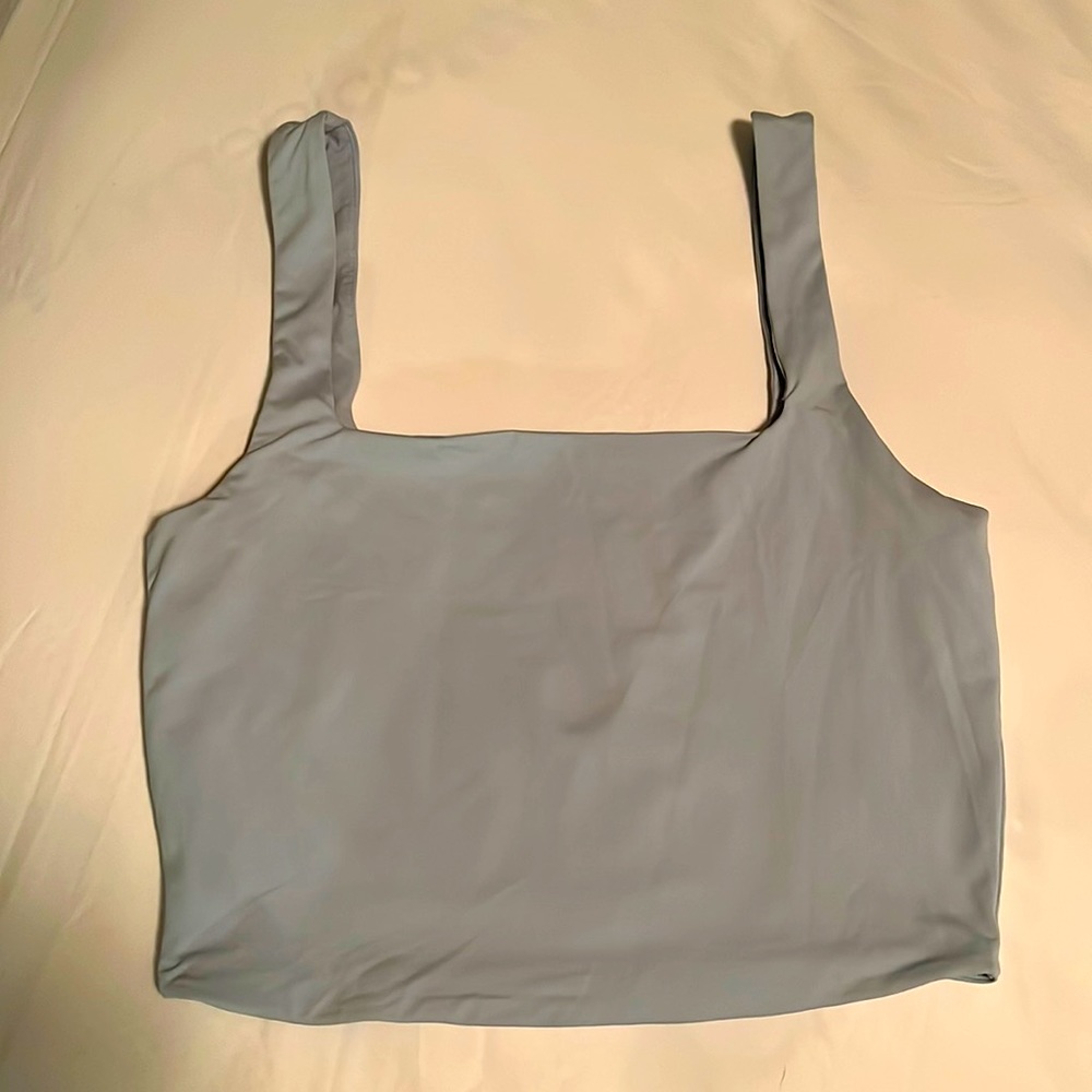 EUC. GARAGE cropped tank. Women's SMALL. LIGHT BLUE- nylon/spandex material
